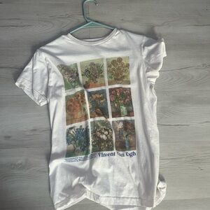 White Graphic T-Shirt with Art Prints